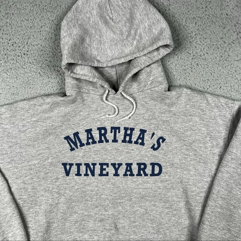 Vintage 90s Hoodie Sweatshirt Gray Pull Over Men’s Size Medium Martha’s Vinyard - Picture 2 of 11